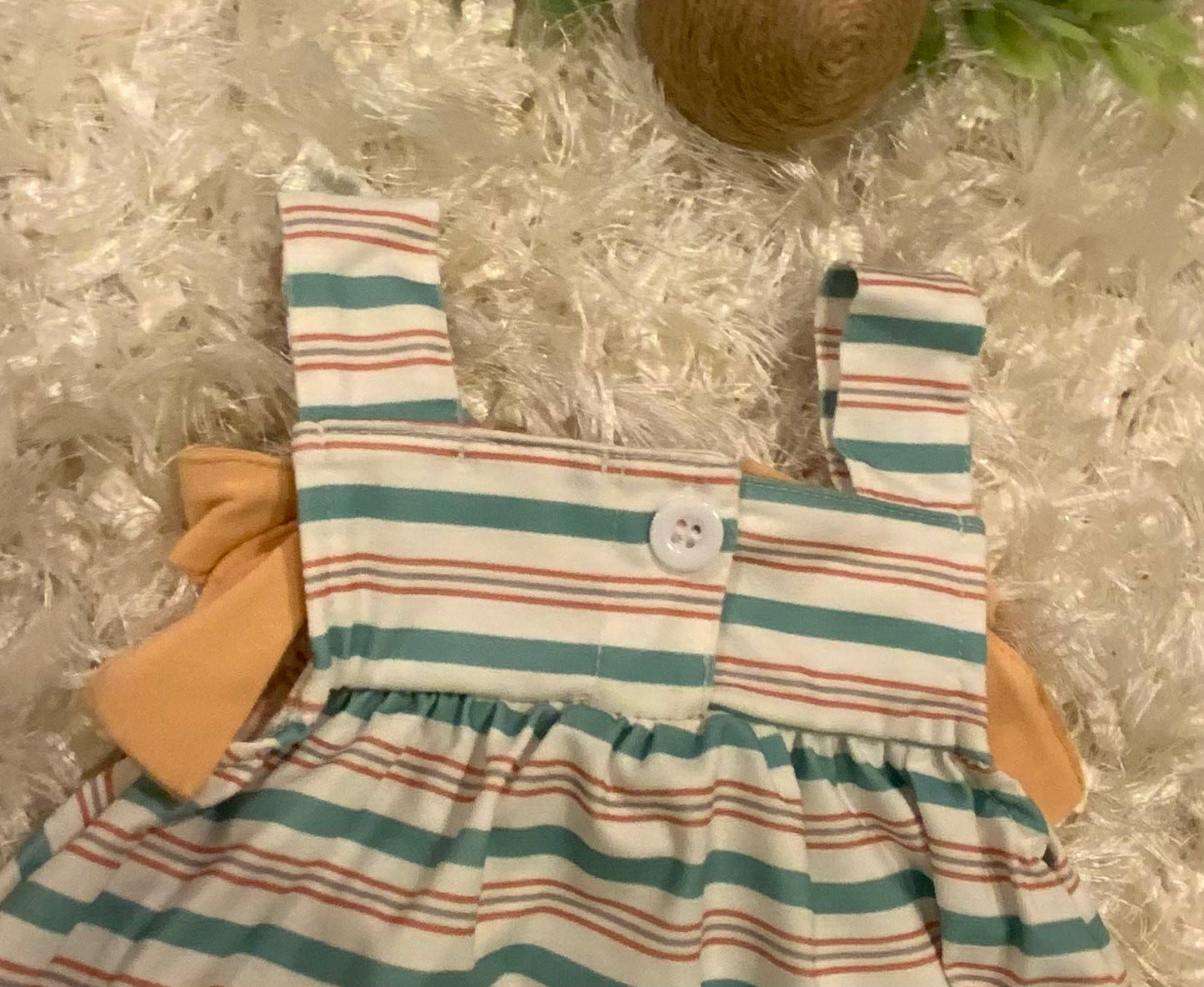 Green Stripe Bow Dress