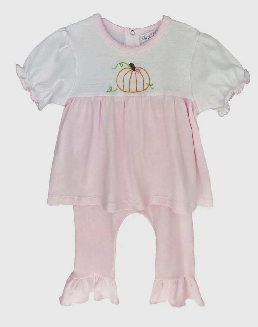 Pumpkin Embroidered Knit Top & Legging Set