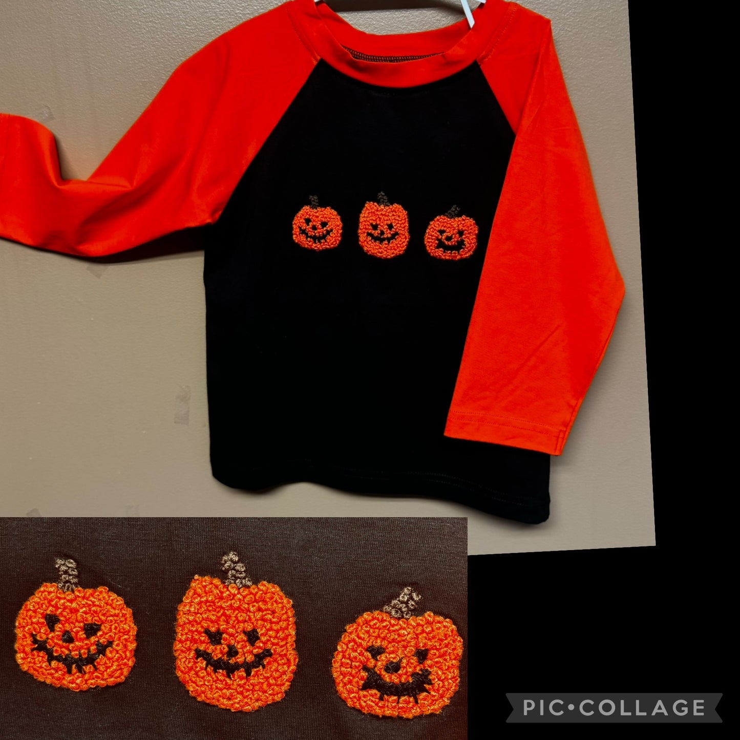 French Knot Pumpkin Baseball Shirt