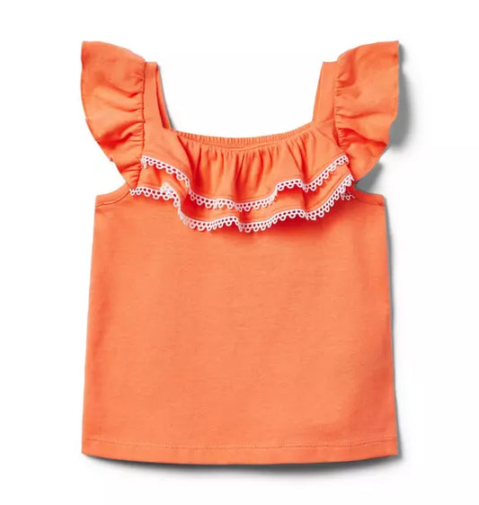 Circle Trim Ruffle Top