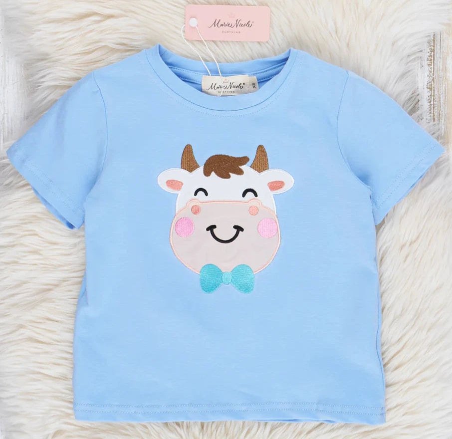 Light Blue Embroidered Sweet Cow Shirt Size 5