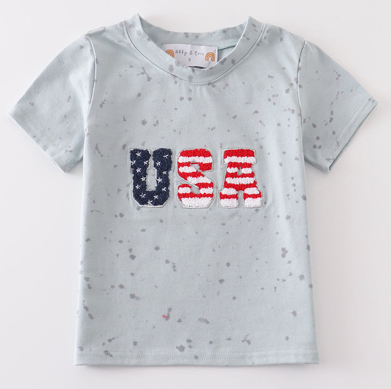 PATRIOTIC USA FRENCH KNOT BOY TOP