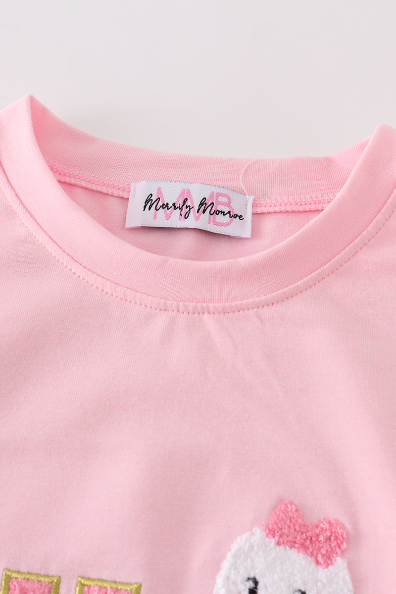 PINK HALLOWEEN LIL' BOO CHENILLE PATCH SWEATSHIRT