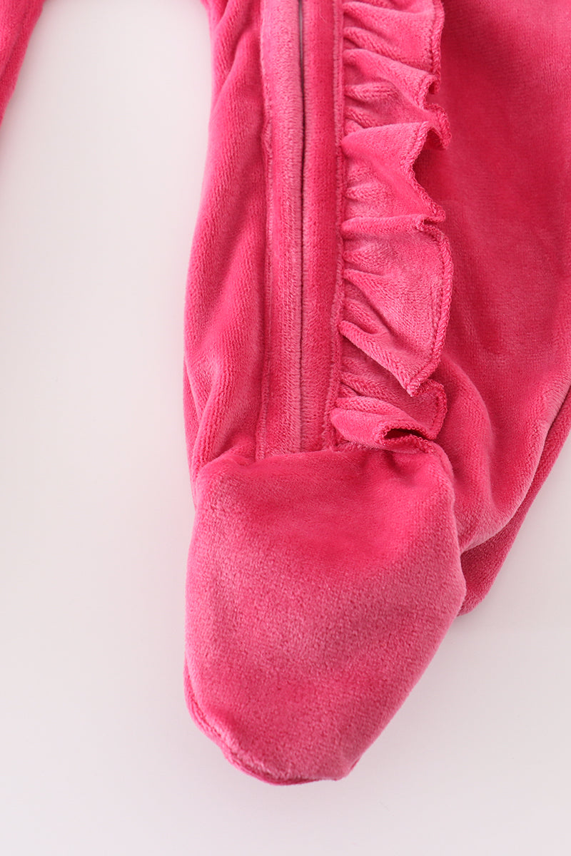 Hot Pink Velvet Romper