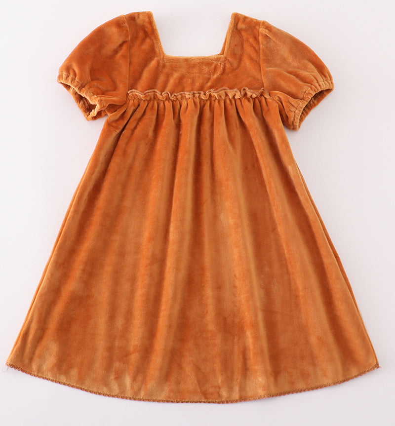 CARAMEL VELVET DRESS