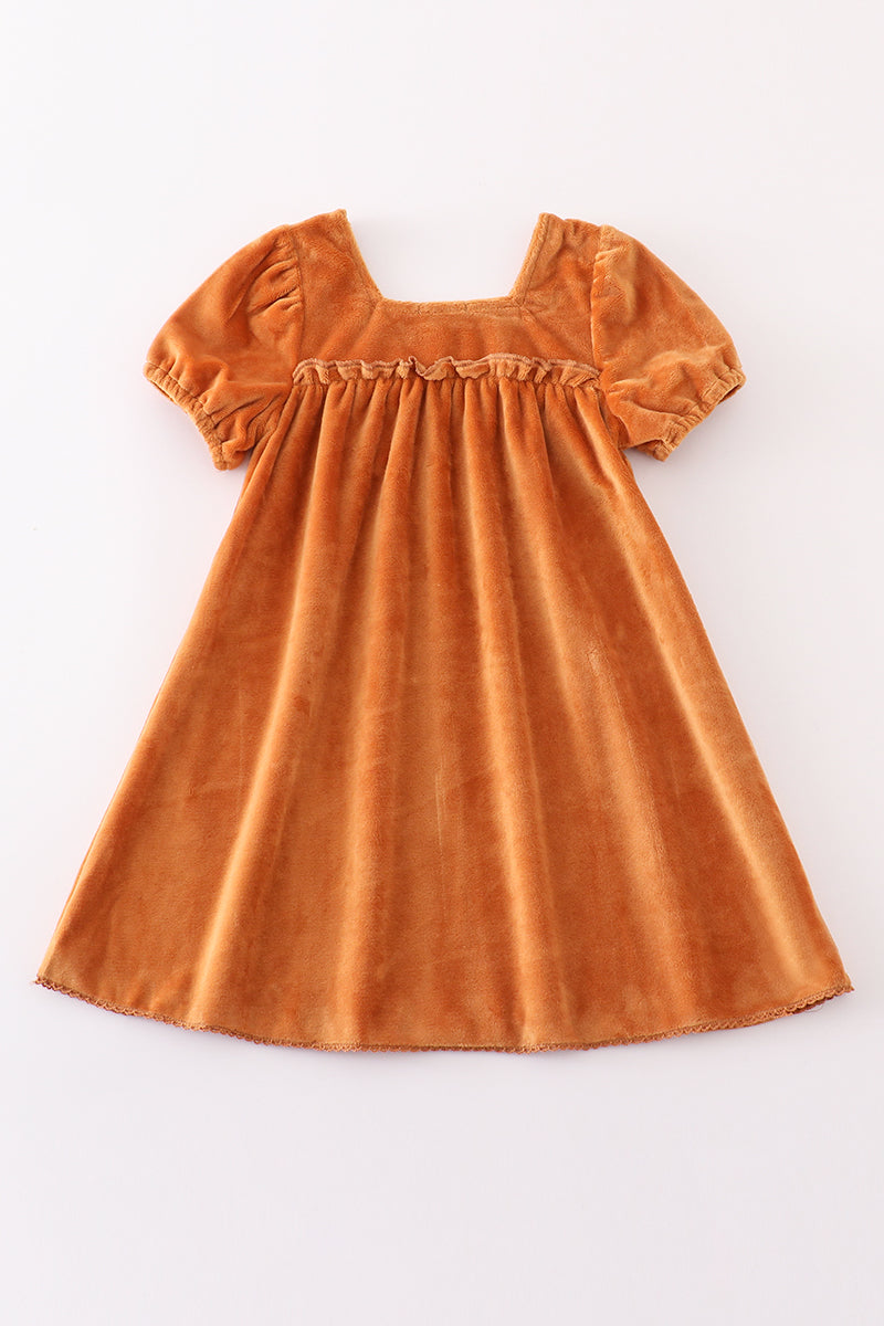 CARAMEL VELVET DRESS