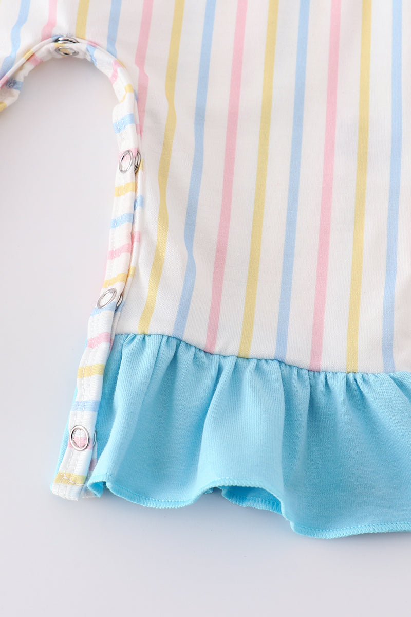 STRIPE PRINCESS EMBROIDERY GIRL ROMPER