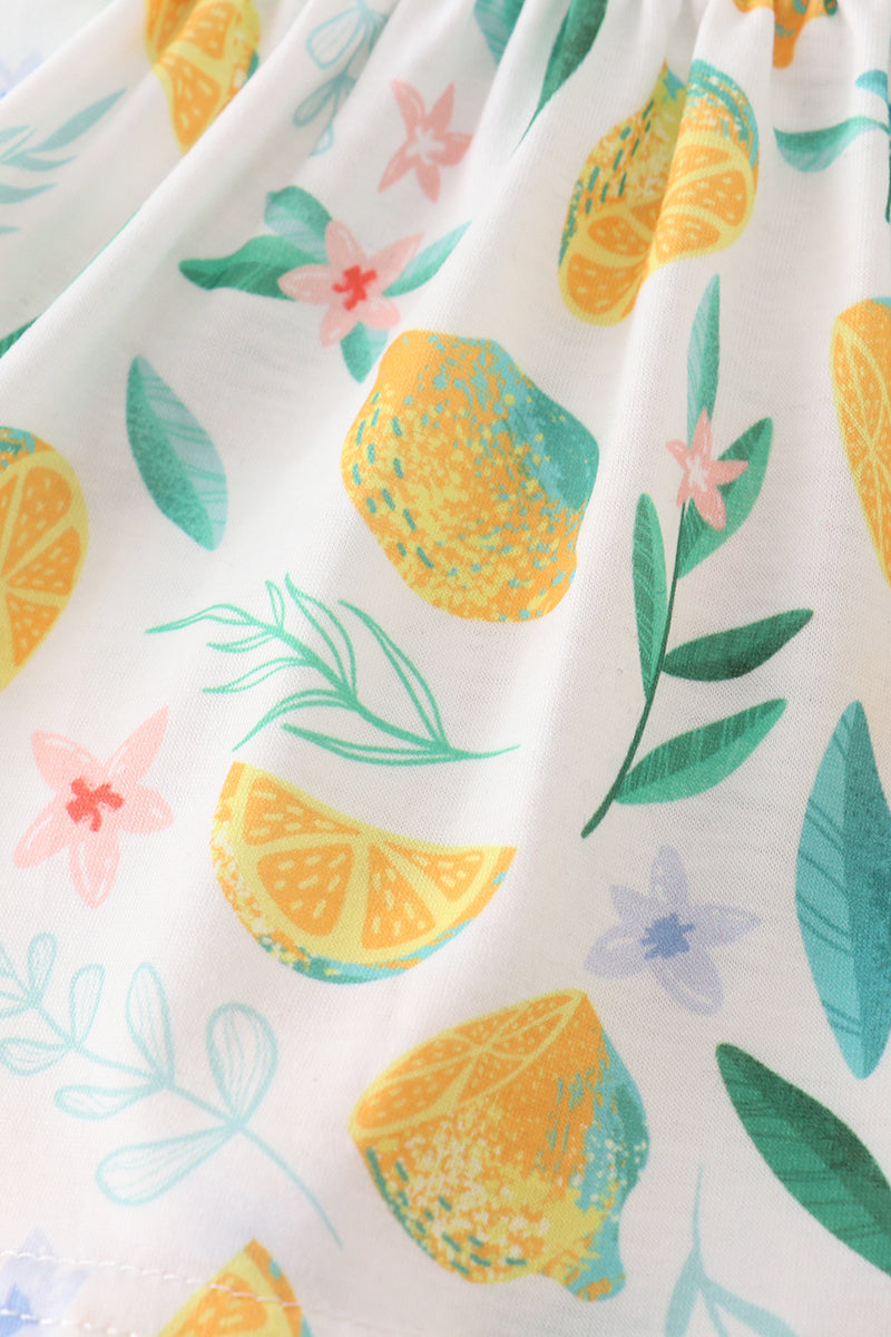 GREEN LEMON PIRNT GIRL BLOOMER SET