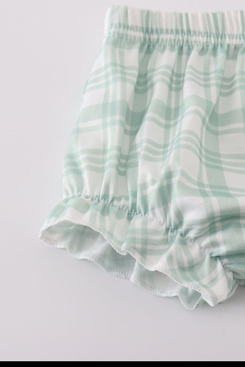 GREEN FARM EMBROIDERY SMOCKED GIRL BLOOMER SET