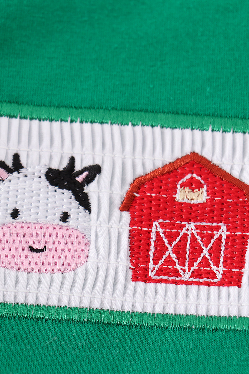 GREEN FARM EMBROIDERY SMOCKED BOY SHORT SET