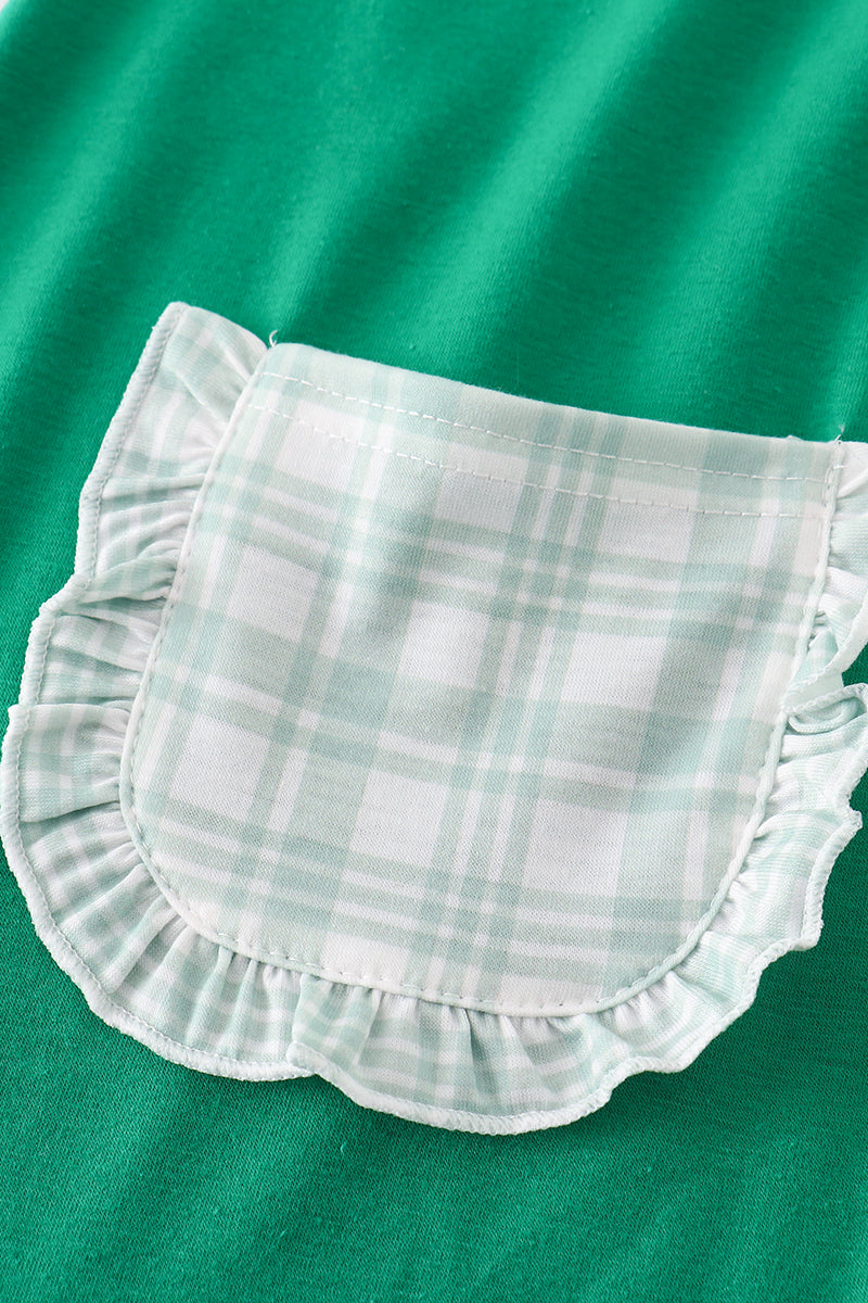 GREEN FARM EMBROIDERY SMOCKED GIRL DRESS