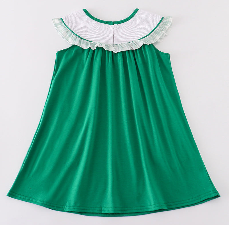 GREEN FARM EMBROIDERY SMOCKED GIRL DRESS