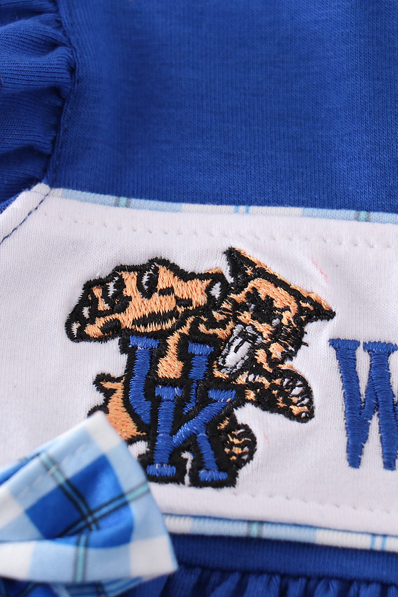 BLUE WILDCATS EMBROIDERY GIRL BLOOMER SET