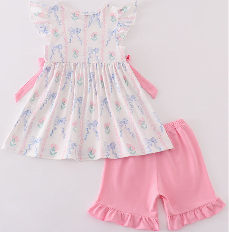 PINK BOW I LOVE MOMMY EMBROIDERY GIRL SET 18M