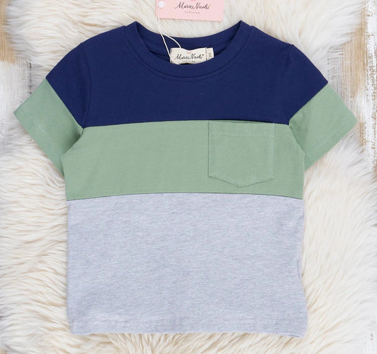 Boys Gray, Green, Navy Color block Shirt