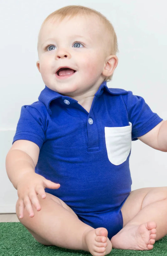 Blue and White Polo Romper