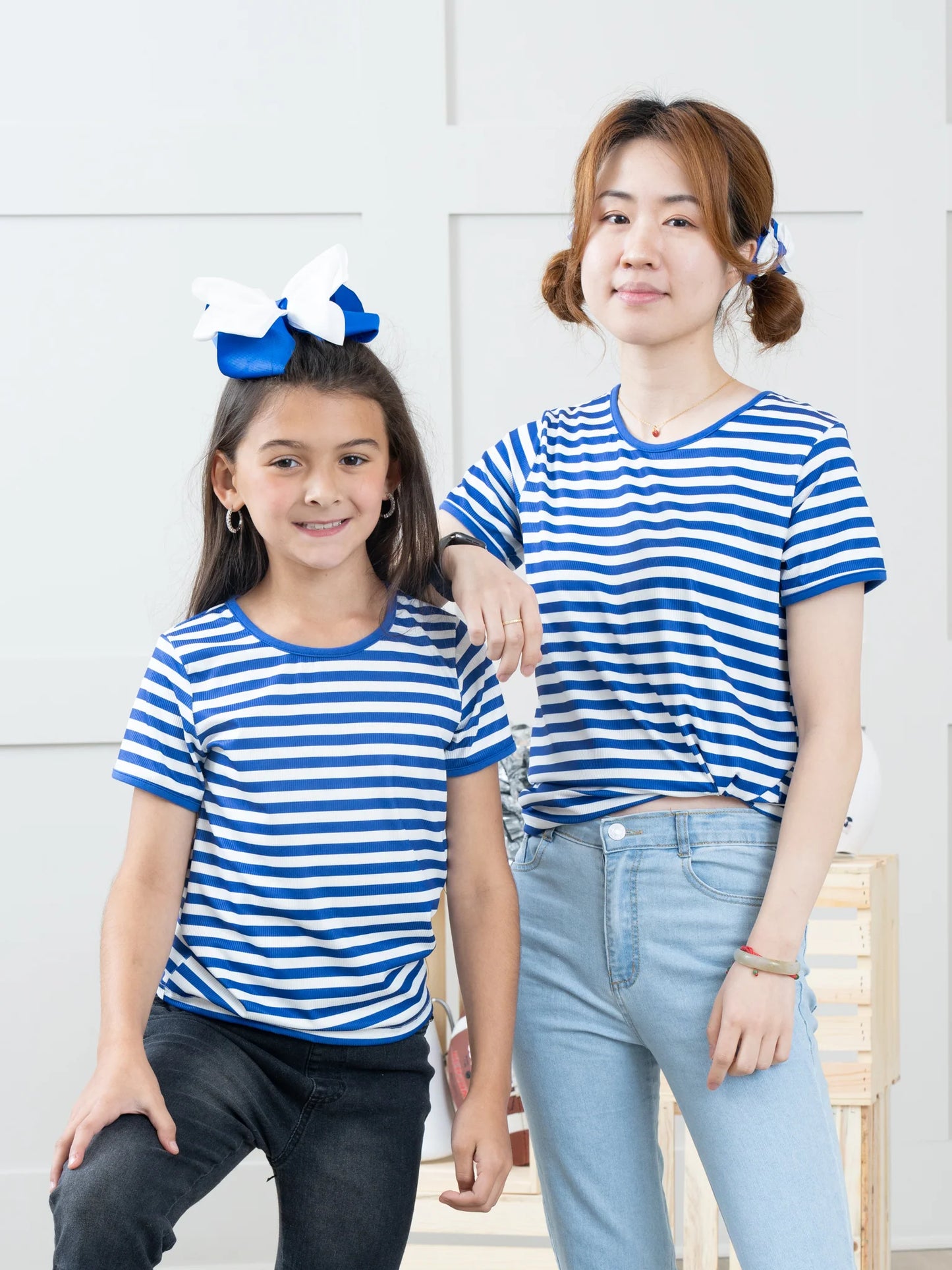 KY Pre-Teen Blue & White Striped Shirt (Unisex)