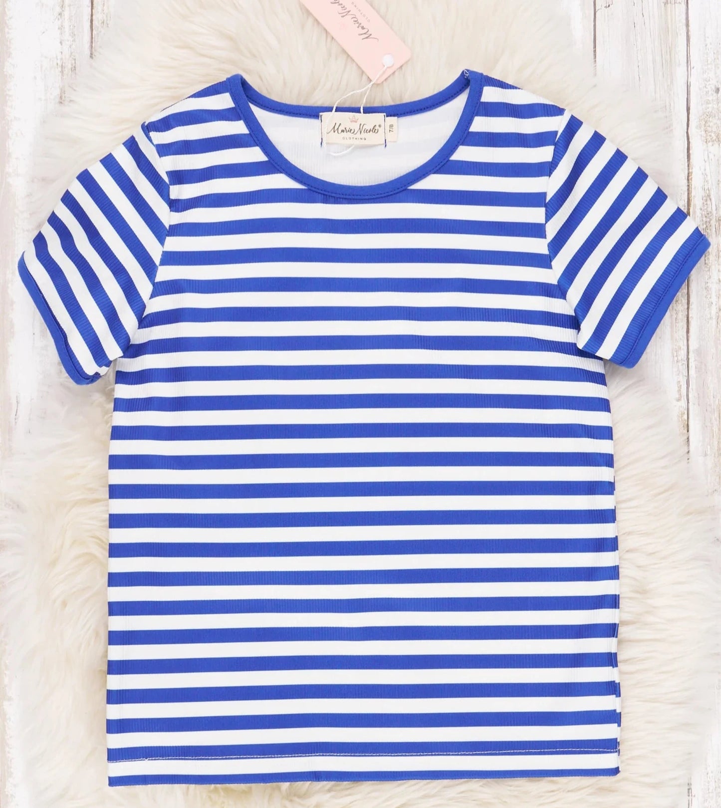 KY Pre-Teen Blue & White Striped Shirt (Unisex)