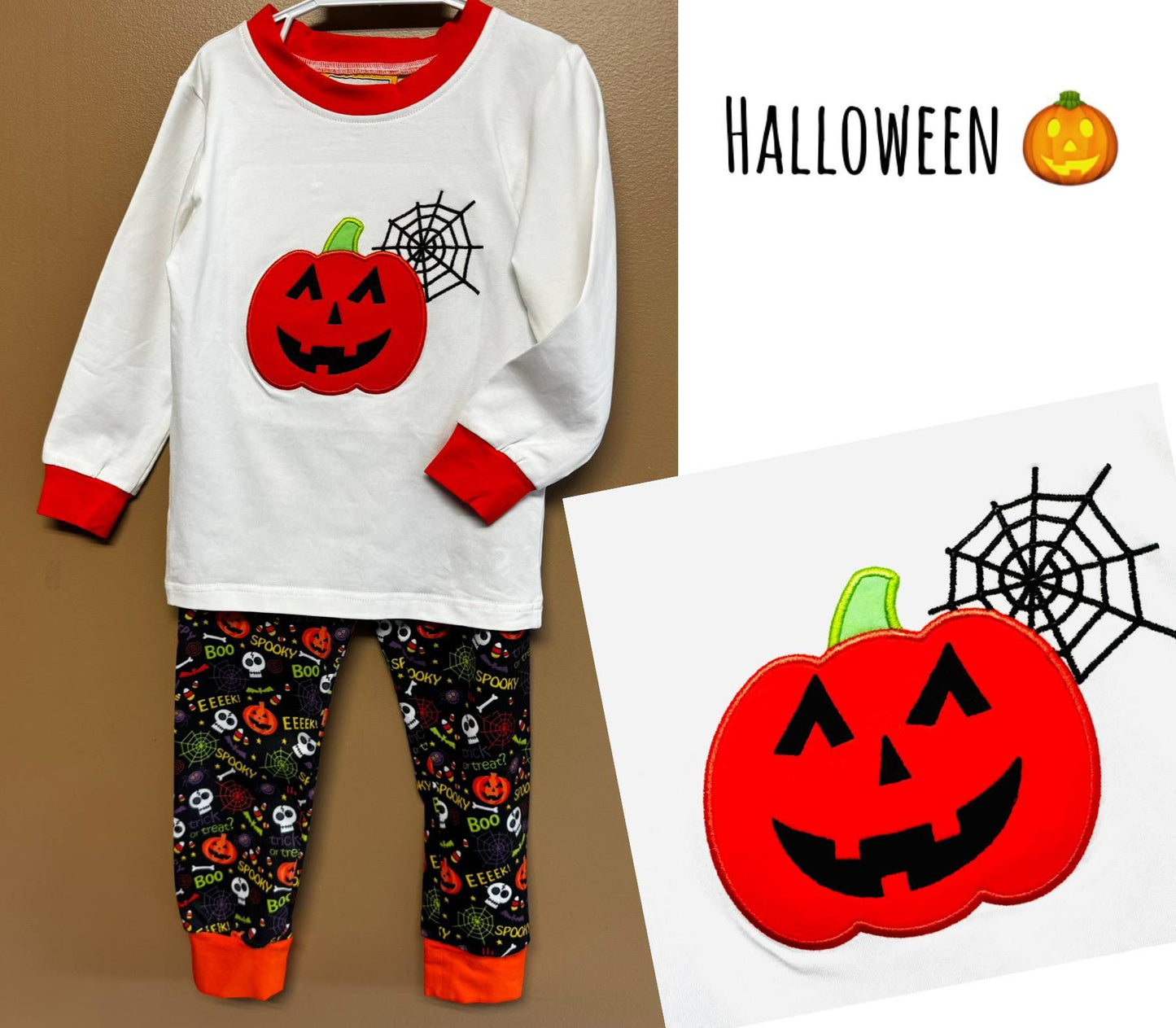 Pumpkin Applique Lounge/P.J. Set -Halloween
