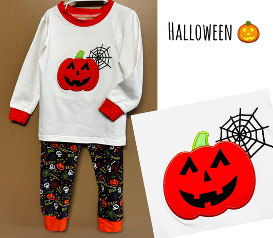 Pumpkin Applique Lounge/P.J. Set -Halloween