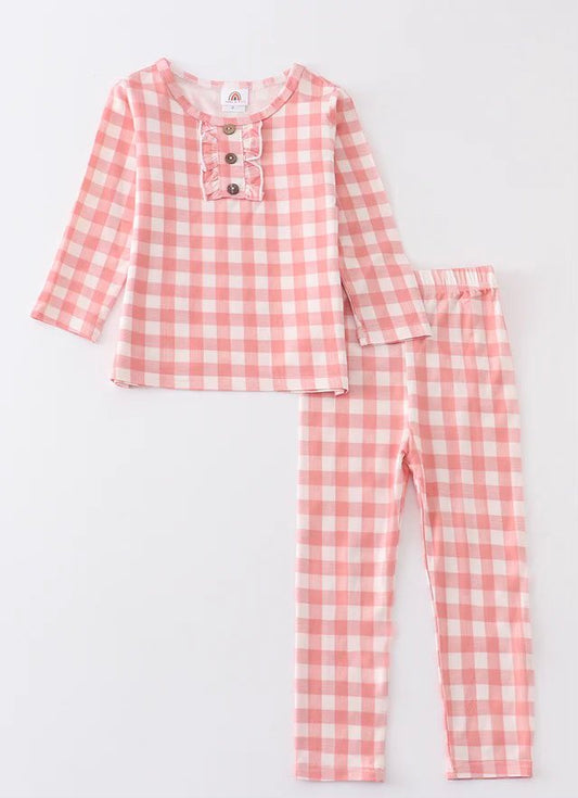 Pink Plaid Bamboo Girl Pajama Set