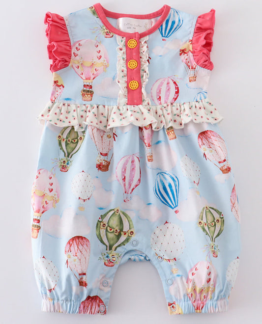 PLATINUM BALLOON PRINT RUFFLE GIRL ROMPER