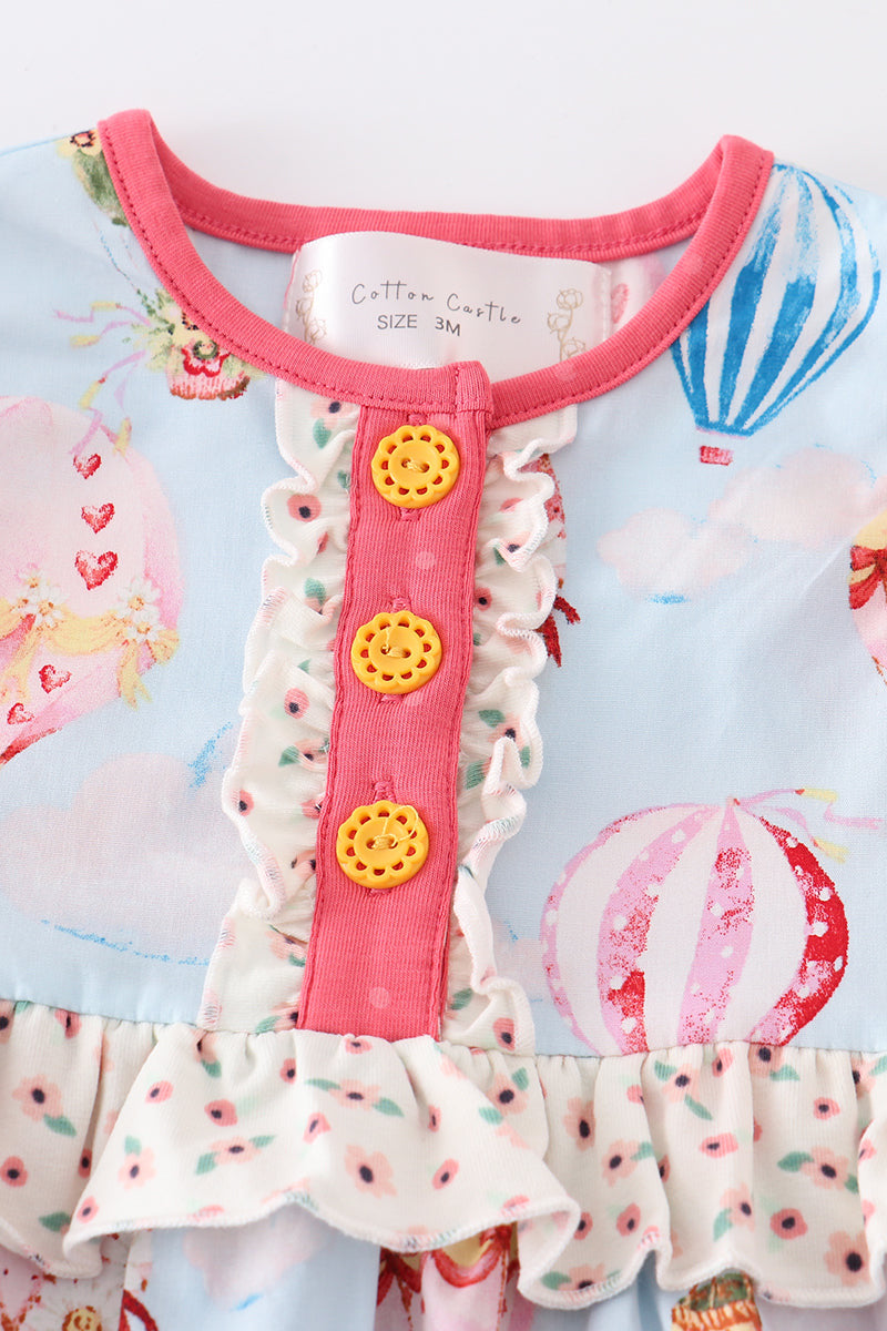 PLATINUM BALLOON PRINT RUFFLE GIRL ROMPER