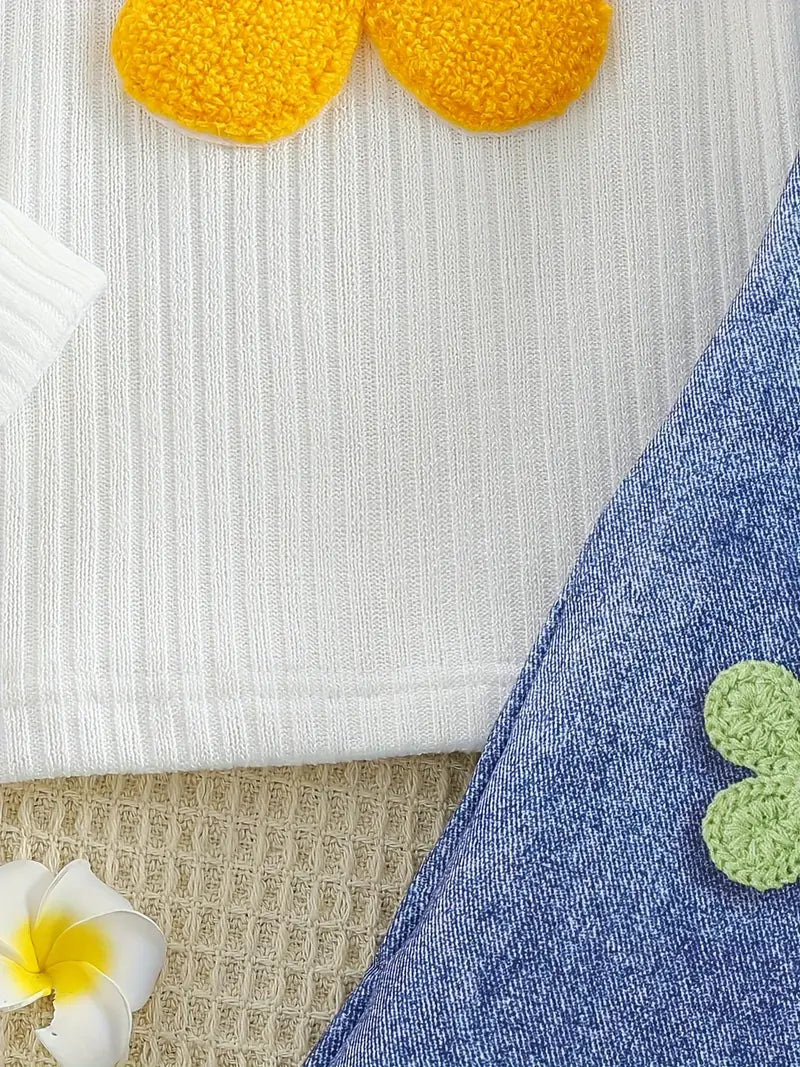 Girls Long Sleeve w/Torn Bell Bottom Pants Set