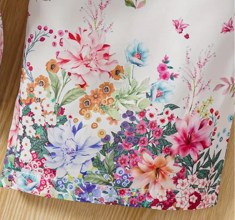 Elegant Floral Print Romper Girls