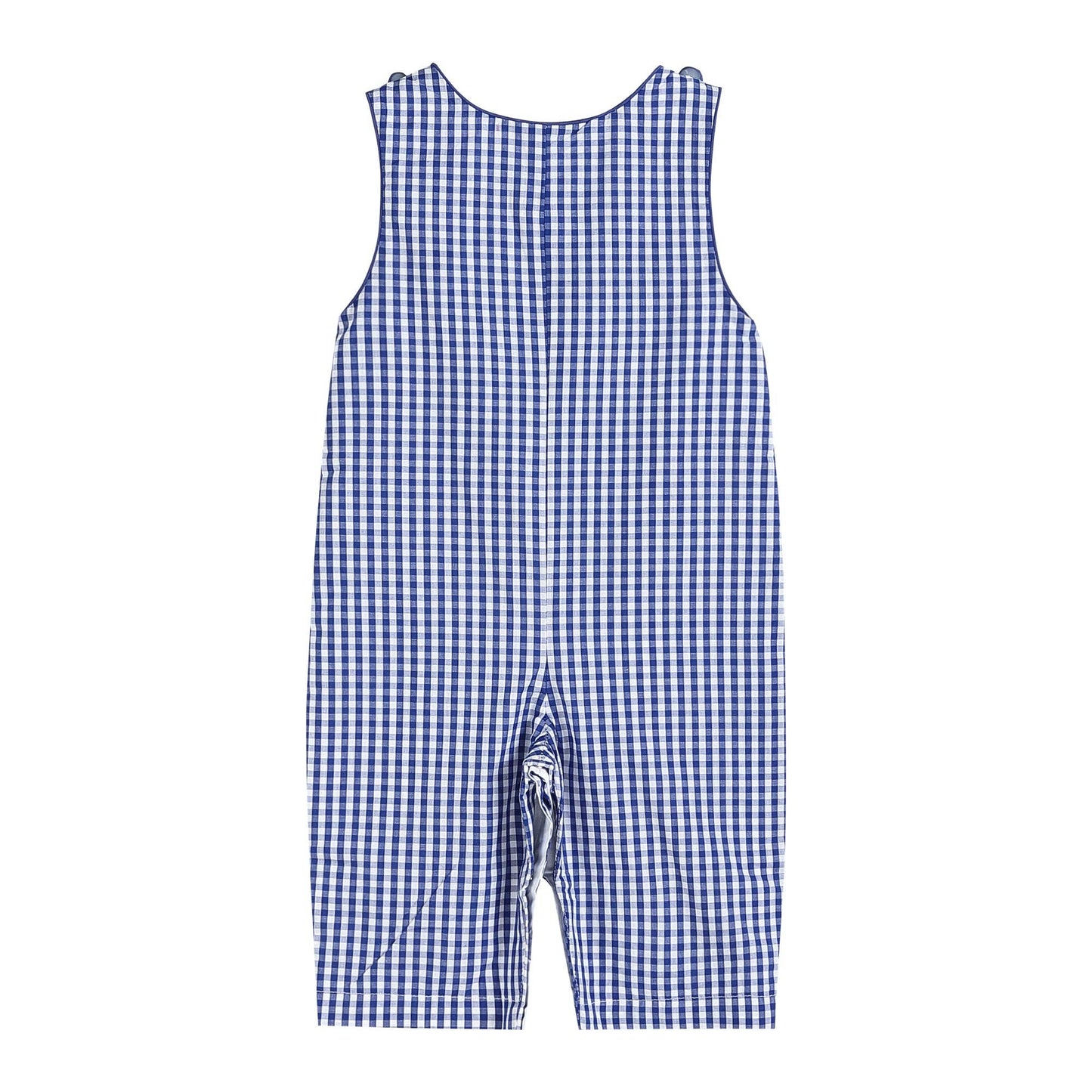 Dark Blue Gingham Overalls: 2T