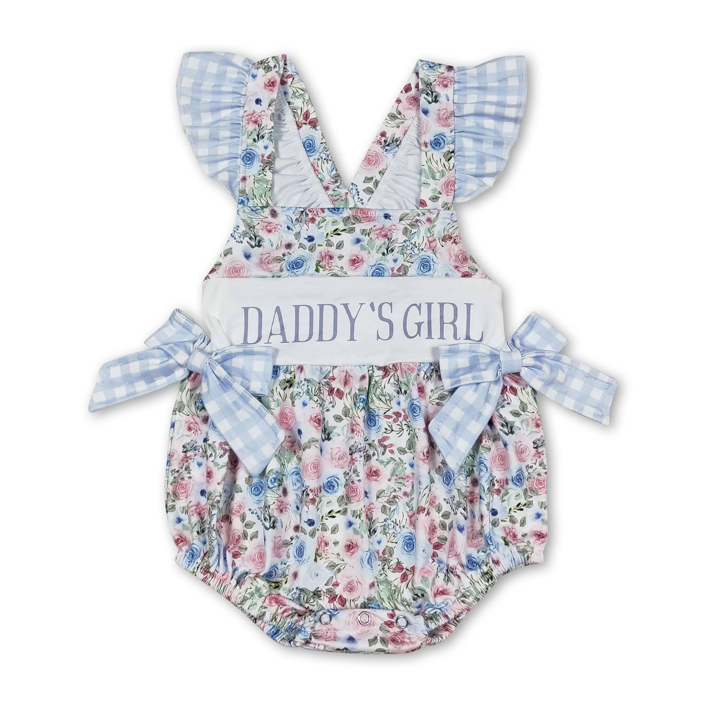 Daddy's girl flutter sleeves floral baby girls romper: 12-18M