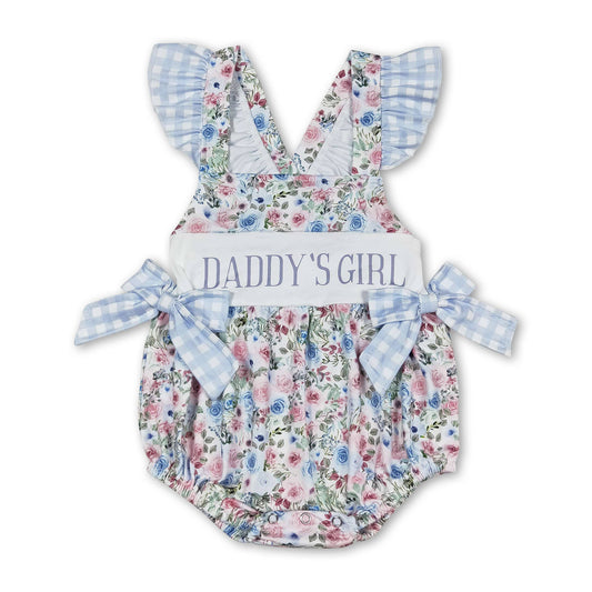 Daddy's girl flutter sleeves floral baby girls romper: 12-18M