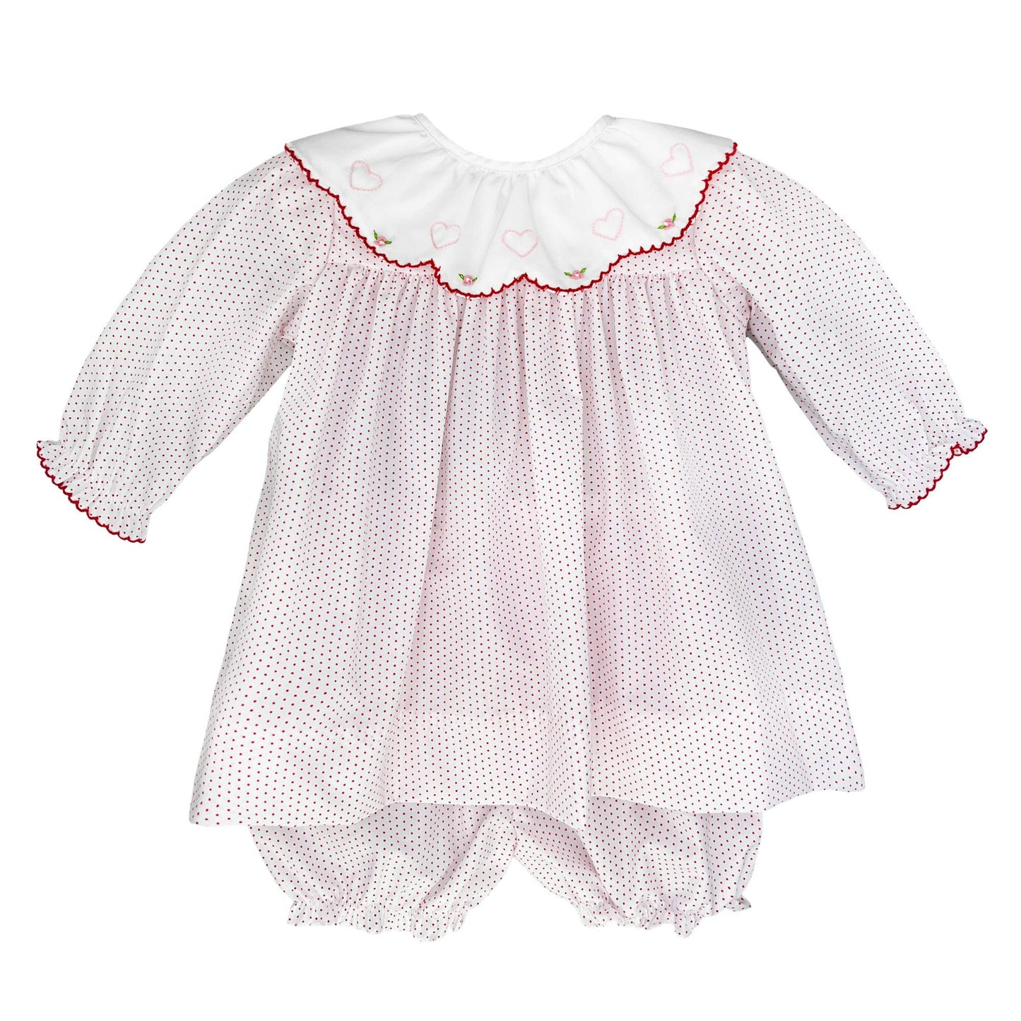 Dress with Collar & Heart Embroidery: Newborn