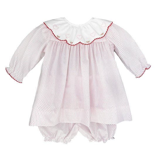 Dress with Collar & Heart Embroidery: Newborn