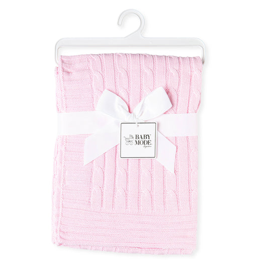 Pink Cable Knit Blanket
