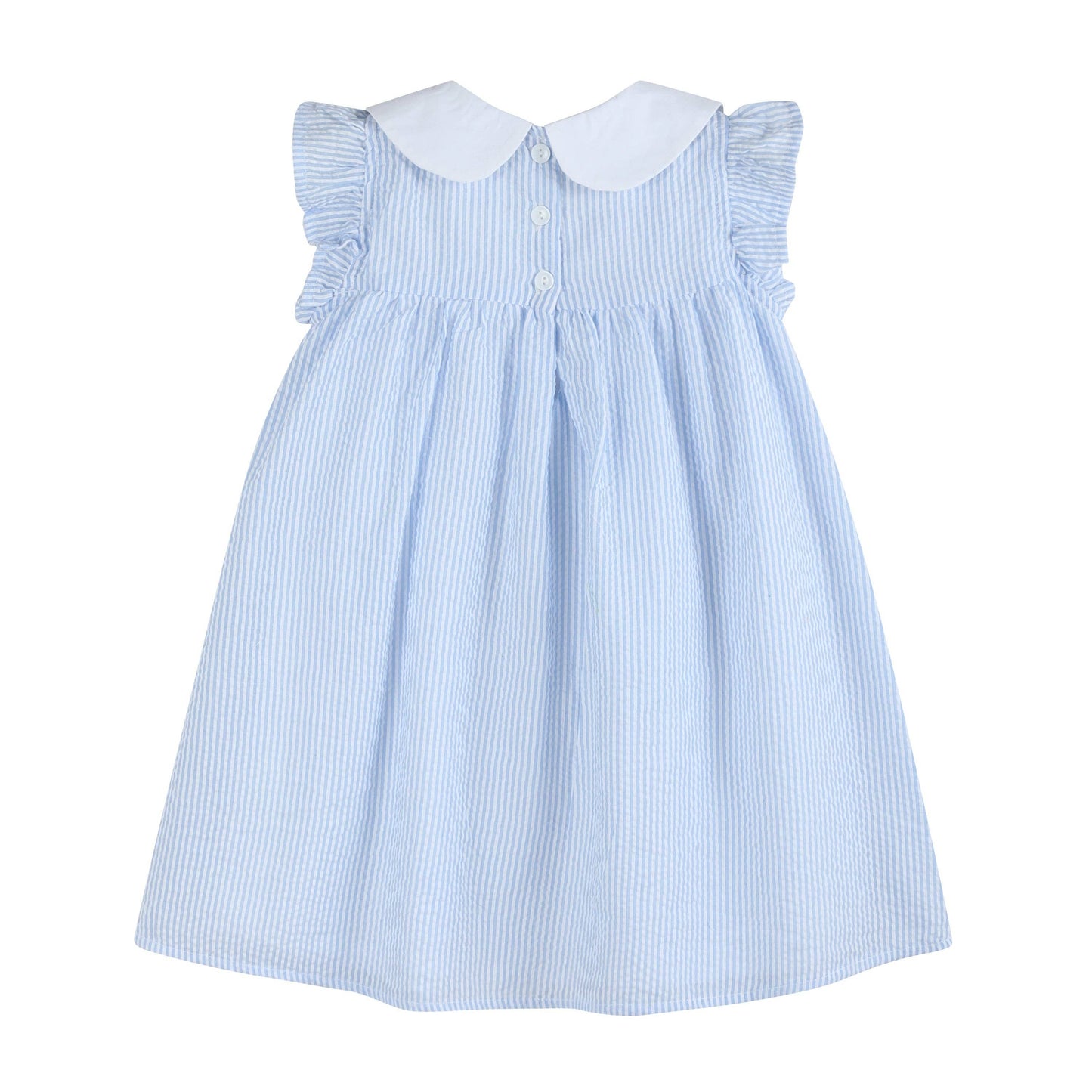 Blue and Pink Bow Ruffle Dress: