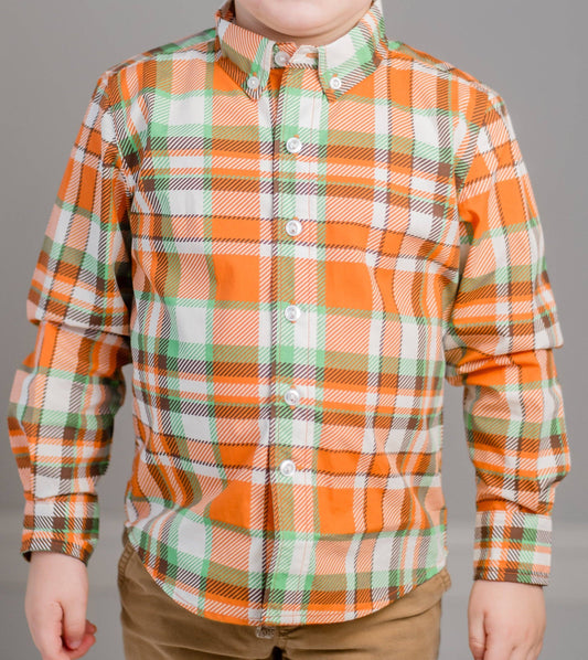 Autumn Plaid Boys' Collared Button Down Shirt
