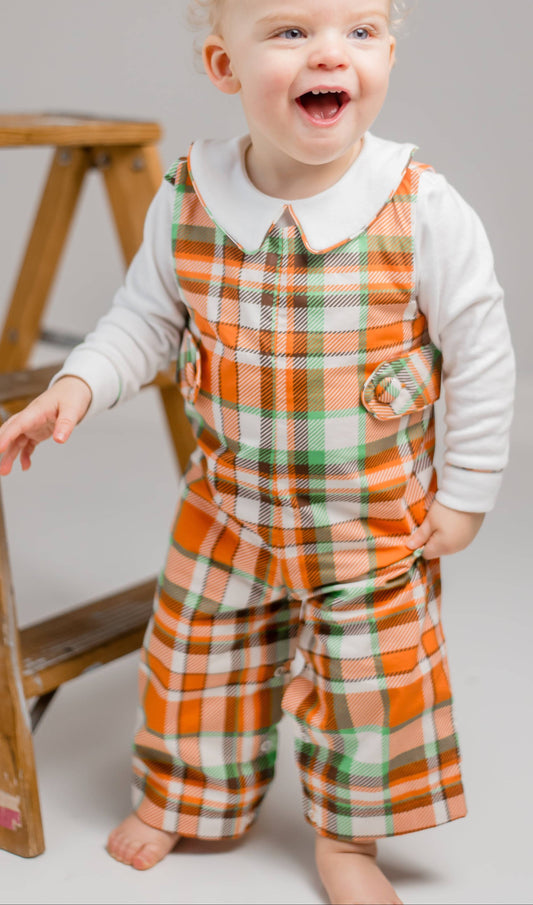 Autumn Plaid Boys Jonjon & Knit Shirt Set