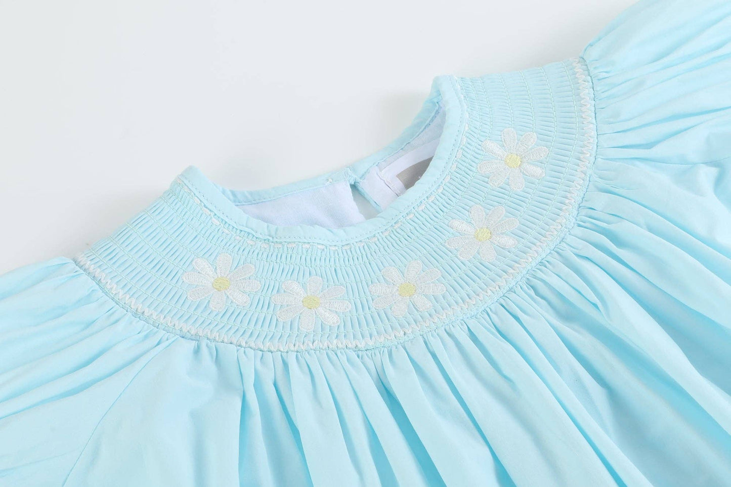 Light Blue Daisy Smocked Bishop Dress: