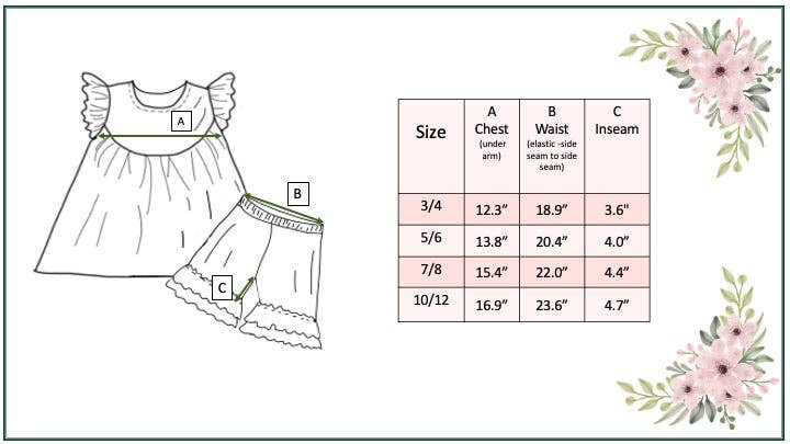 Girls Mint Floral Striped Ruffle Short Set