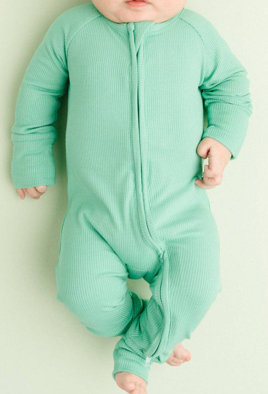 Mint Ribbed Bamboo Sleeper: 12-18M