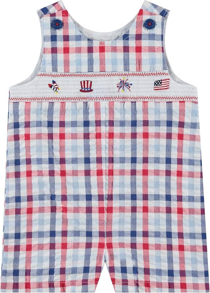 Good Lad Newborn/Infant Boys July 4th Smocked Shortall: