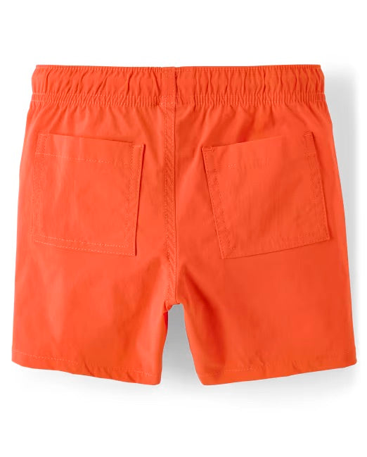 Boys Embroidered Dino 2 Pc Set - Little Essentials - Orange & Blue