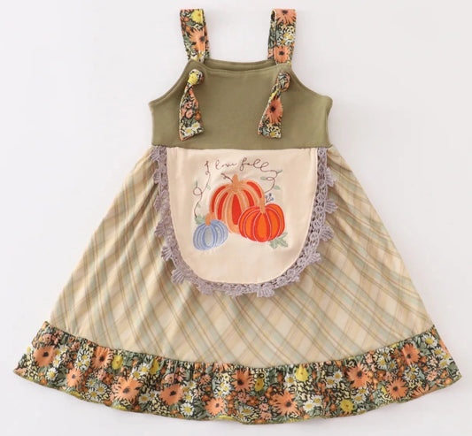 Vintage Floral and Plaid Thanksgiving Dress