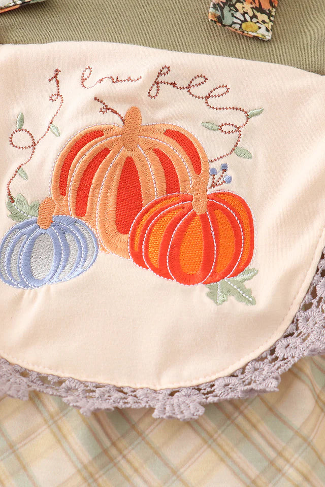 Vintage Floral and Plaid Thanksgiving Dress