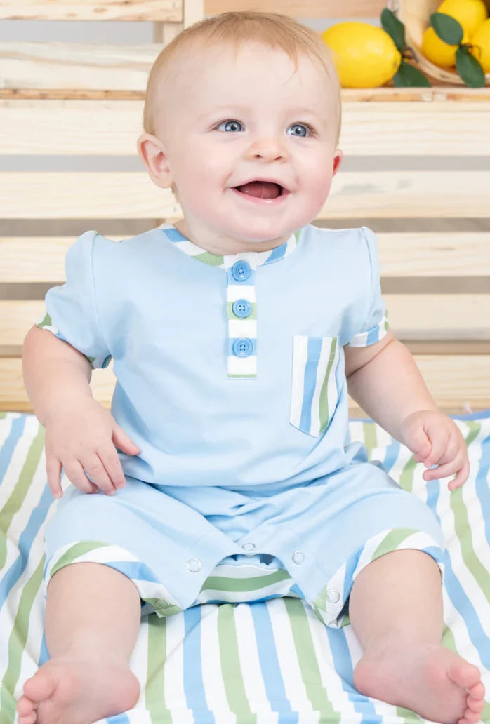 Boys Twist Striped Pocket Romper 12-18M