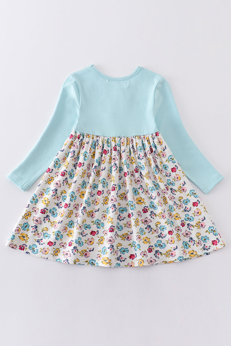 PLATINUM MINT FLORAL PRINT GIRL DRESS