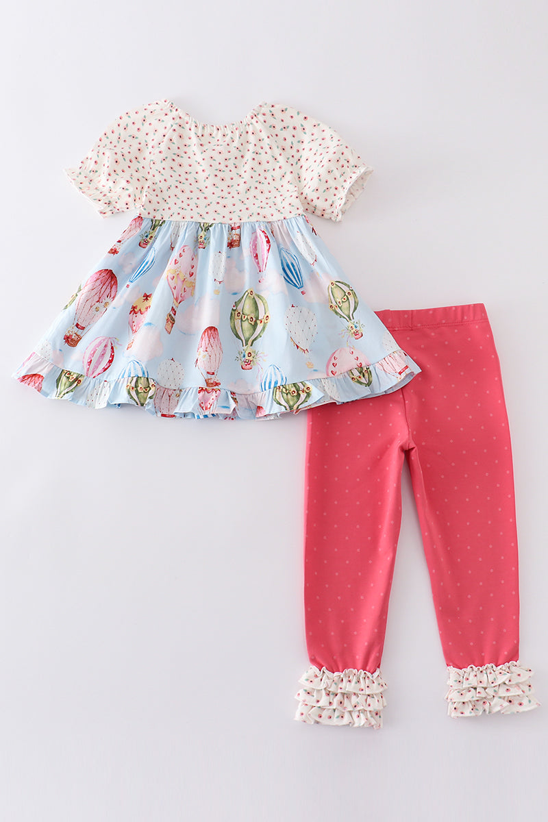 PLATINUM BALLOON PRINT FLORAL RUFFLE GIRL SET