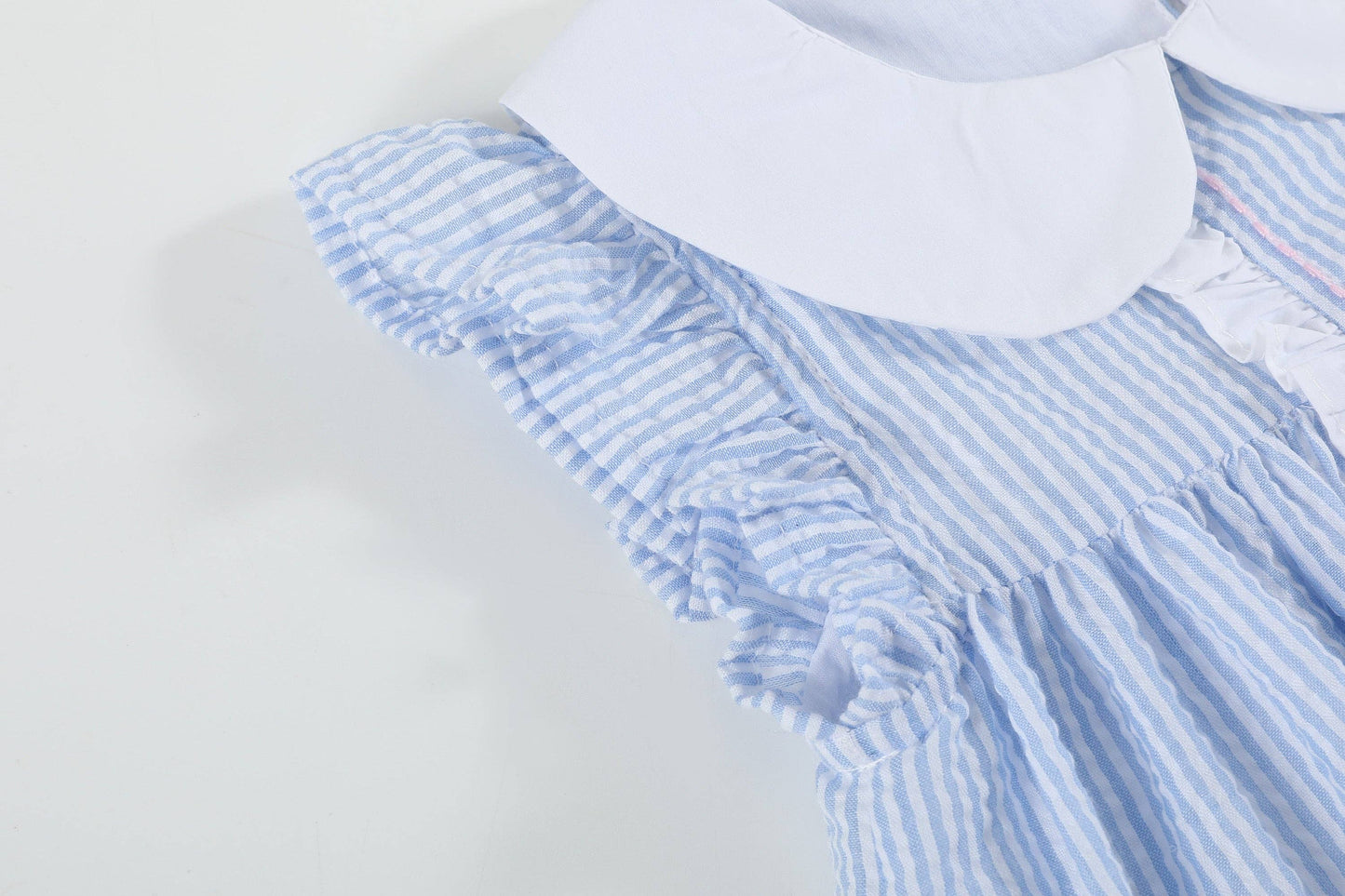 Blue and Pink Bow Ruffle Dress: