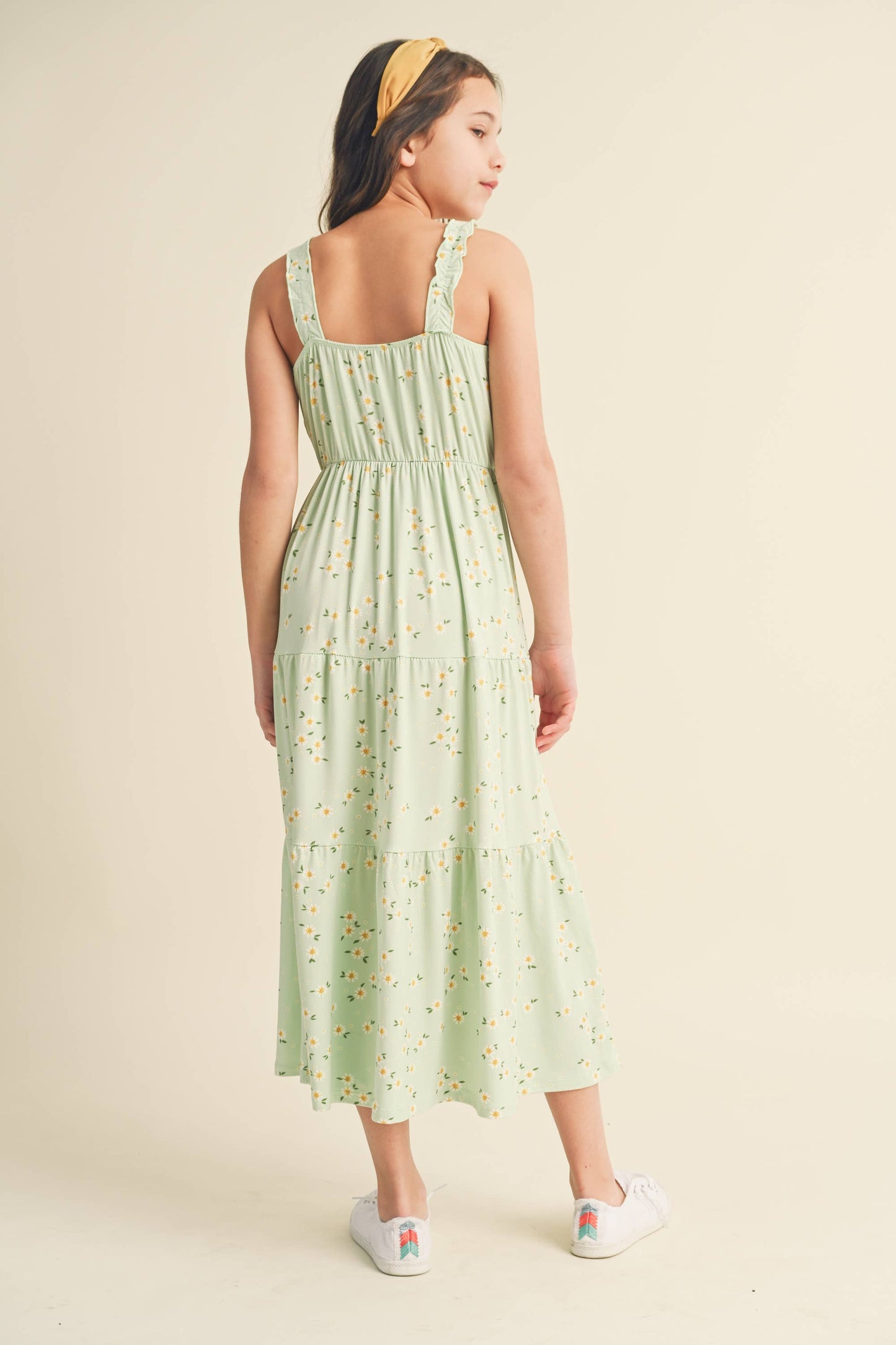 RUFFLE TIERED MAXI DRESS GREEN FLORAL